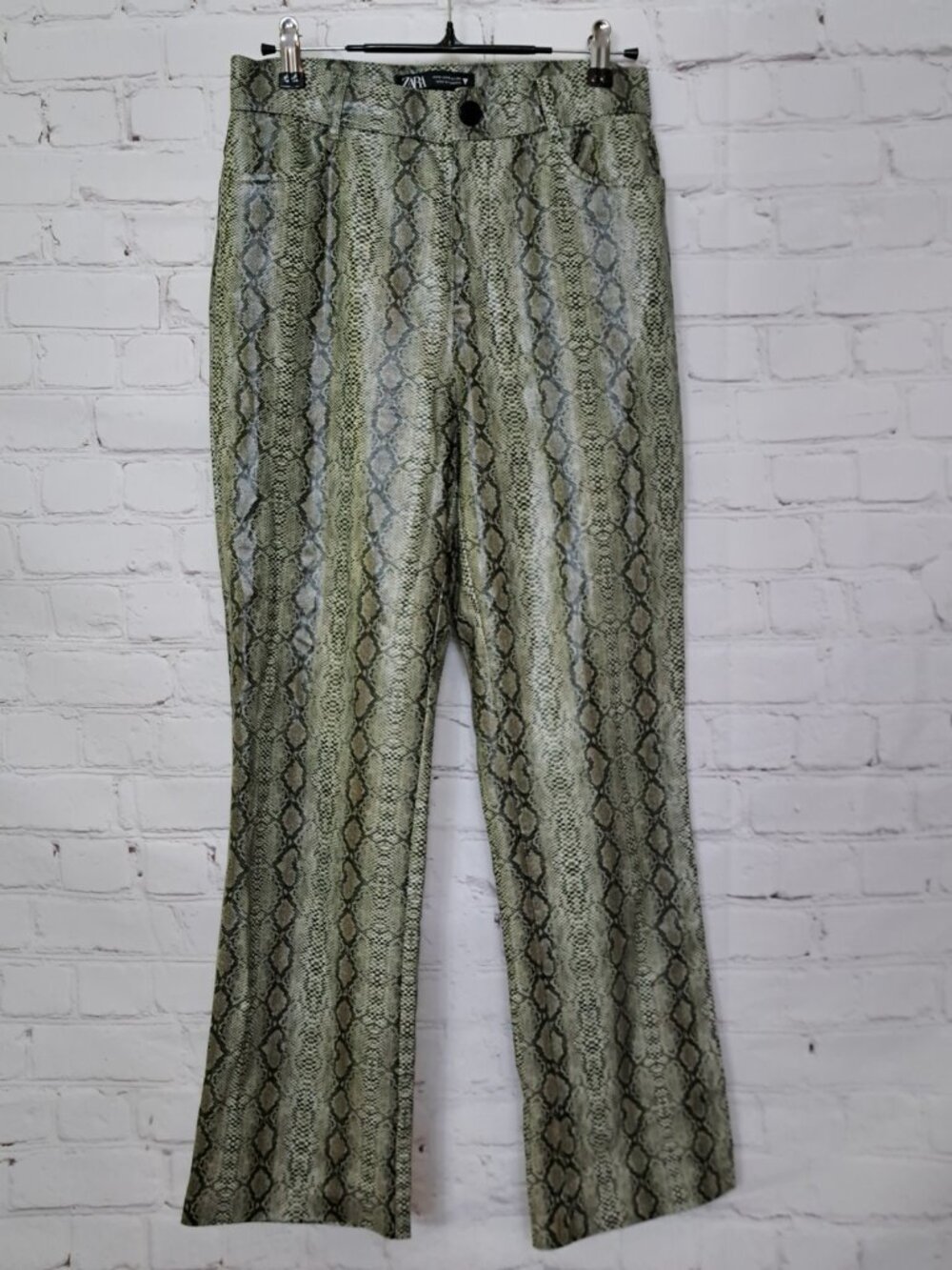 Zara Snake Print Faux Leather Cropped Pants Size Small